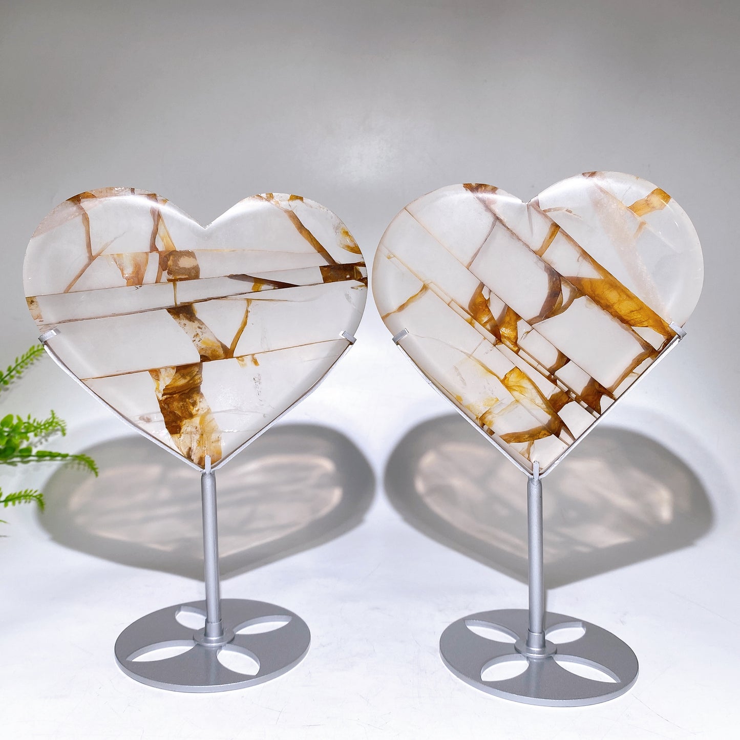 Natural Golden Healer Heart Carving with Stand Crystal Healiing Bulk Wholesale