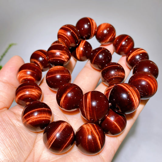 20mm Red Tiger's Eye Bracelet Crystal Healing Bulk Wholesale
