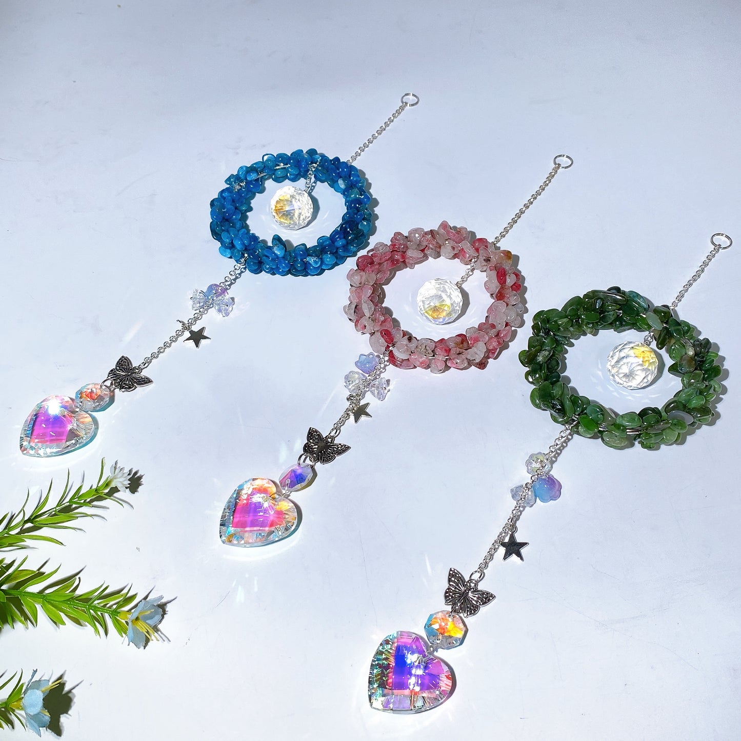Crystal Chips Suncatcher Hanging Ornament Crystal Healing Bulk Wholesale