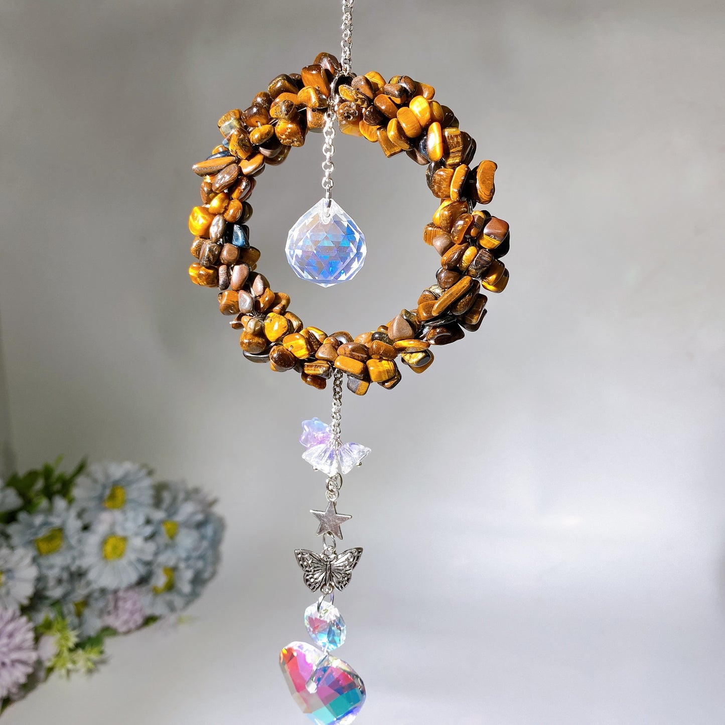 Crystal Chips Suncatcher Hanging Ornament Crystal Healing Bulk Wholesale