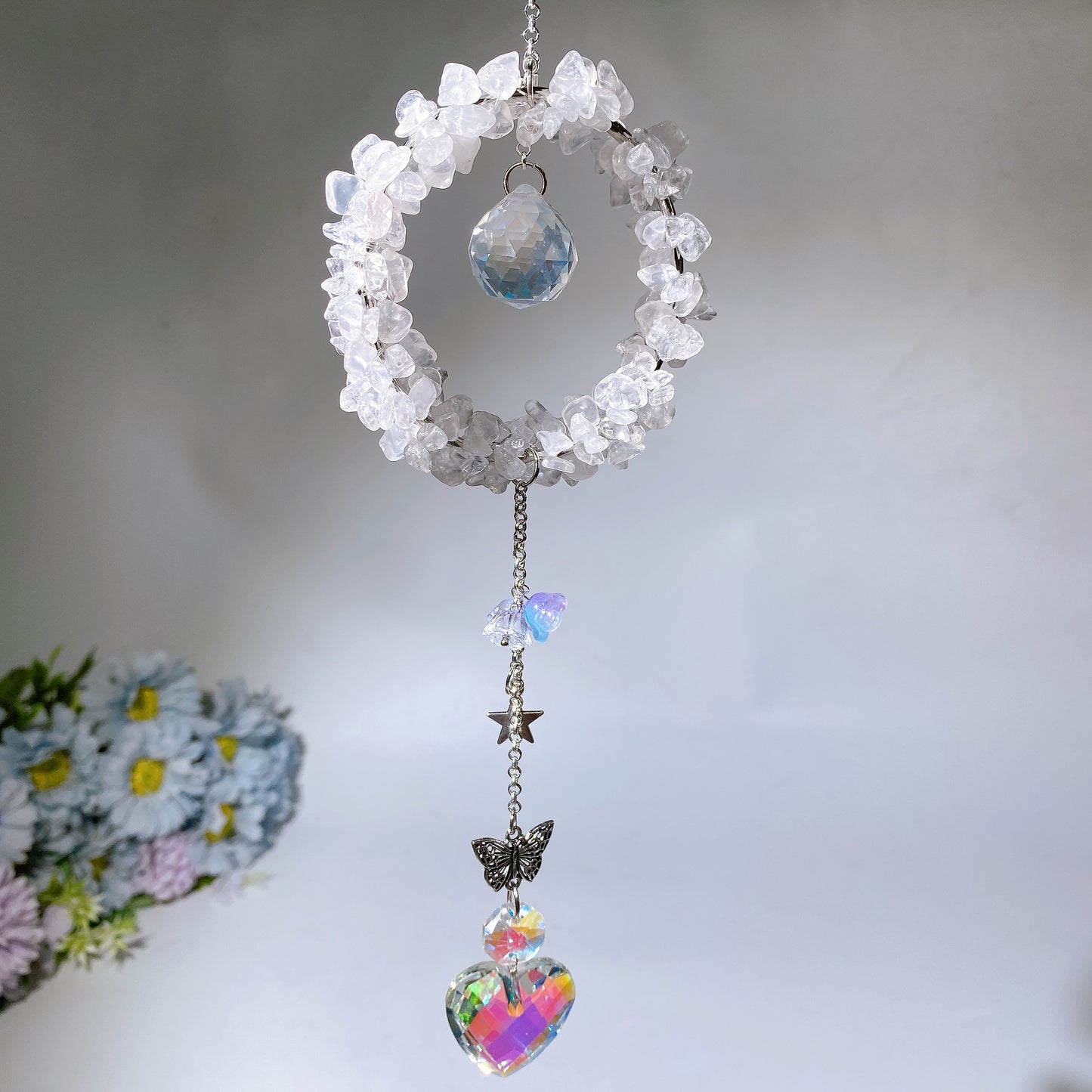 Crystal Chips Suncatcher Hanging Ornament Crystal Healing Bulk Wholesale