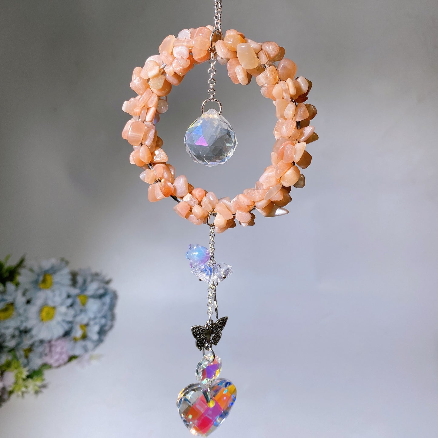 Crystal Chips Suncatcher Hanging Ornament Crystal Healing Bulk Wholesale