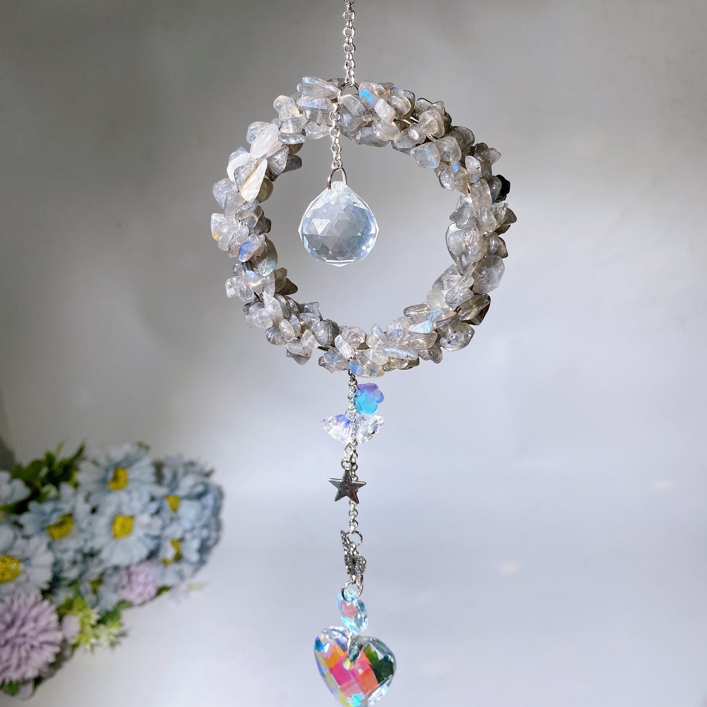 Crystal Chips Suncatcher Hanging Ornament Crystal Healing Bulk Wholesale