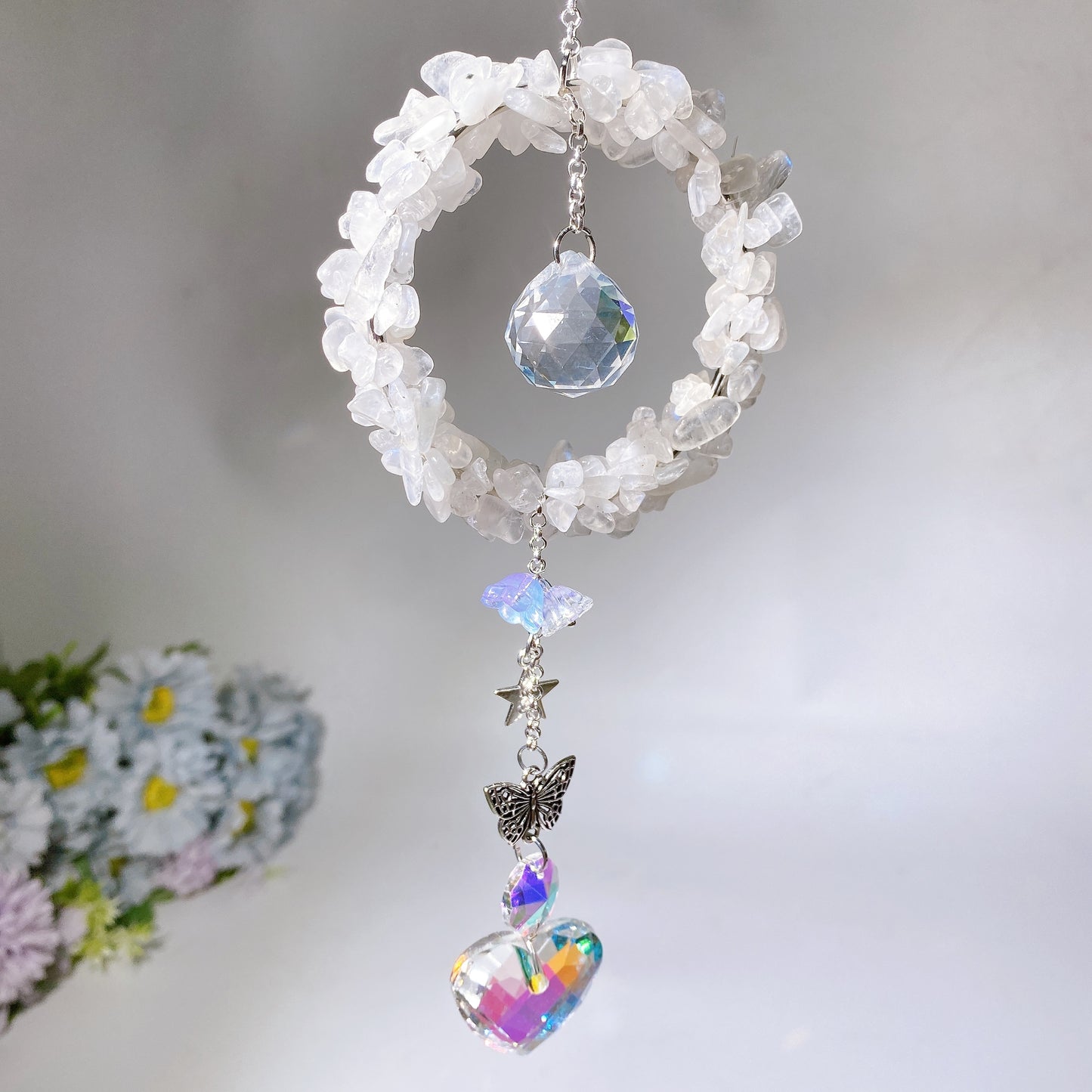 Crystal Chips Suncatcher Hanging Ornament Crystal Healing Bulk Wholesale
