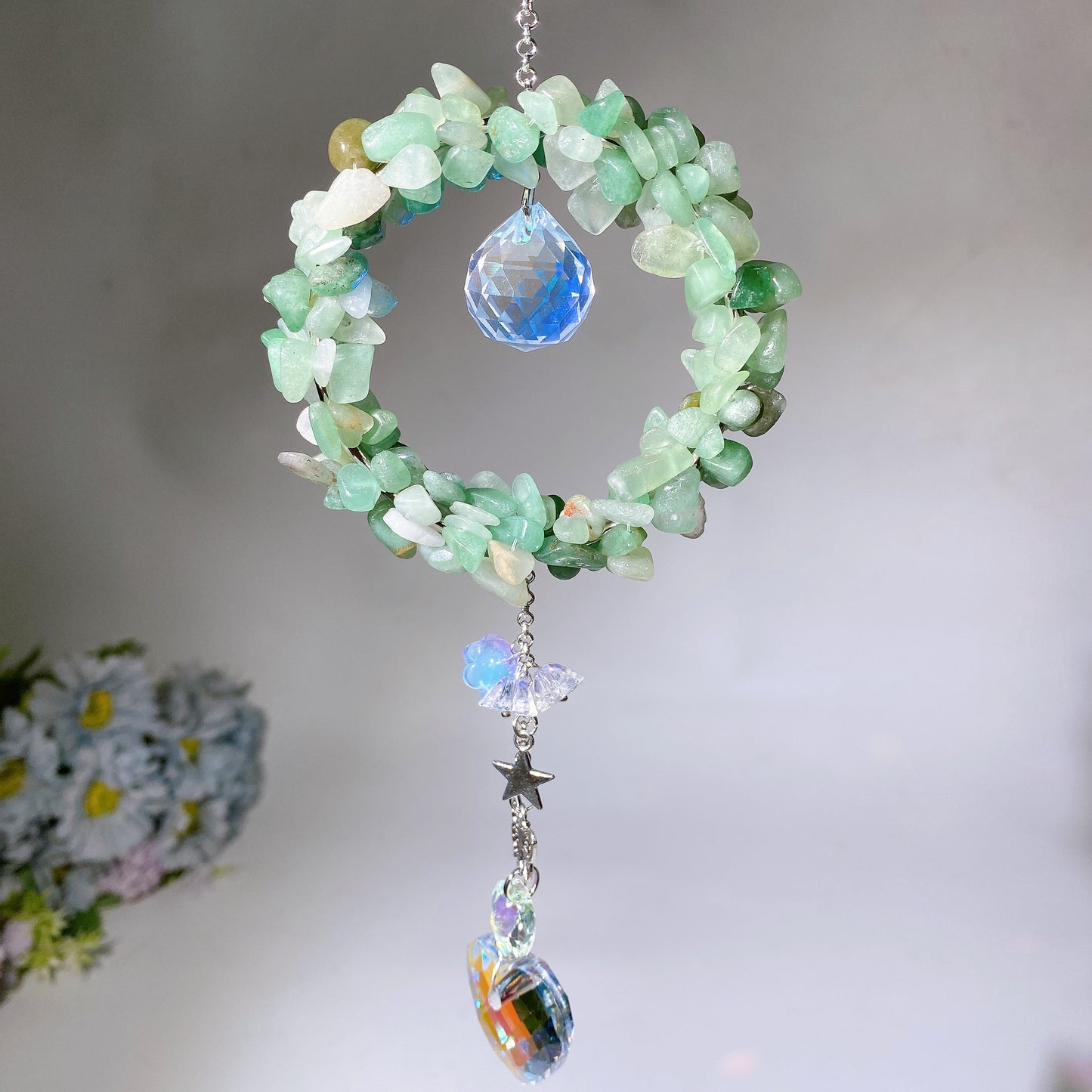 Crystal Chips Suncatcher Hanging Ornament Crystal Healing Bulk Wholesale