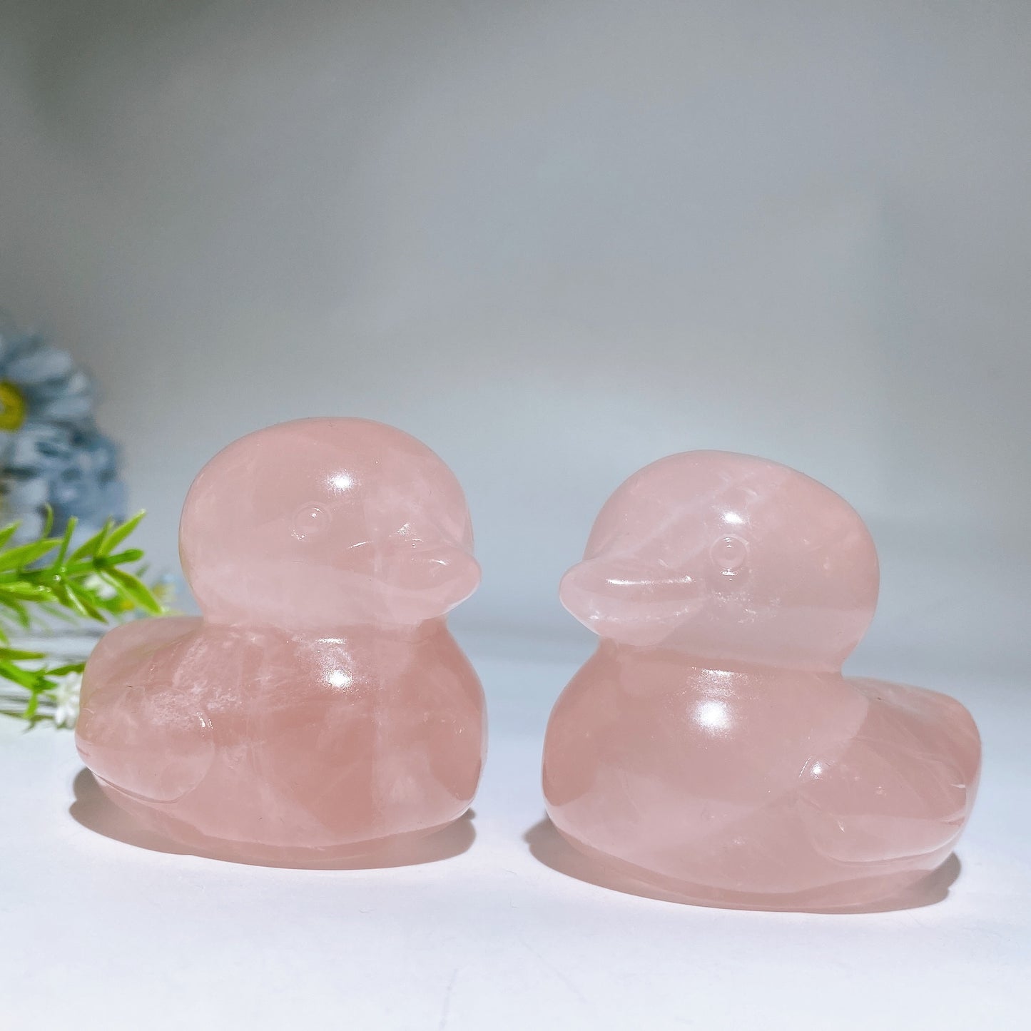 2.6" Rose Quartz Dream Amethyst Duck Carving Crystal Healing Bulk Wholesale