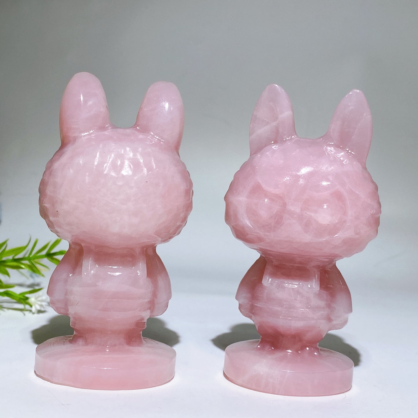 4.1" Rose Quartz Labubu Carving Crystal Healing Bulk Wholesale