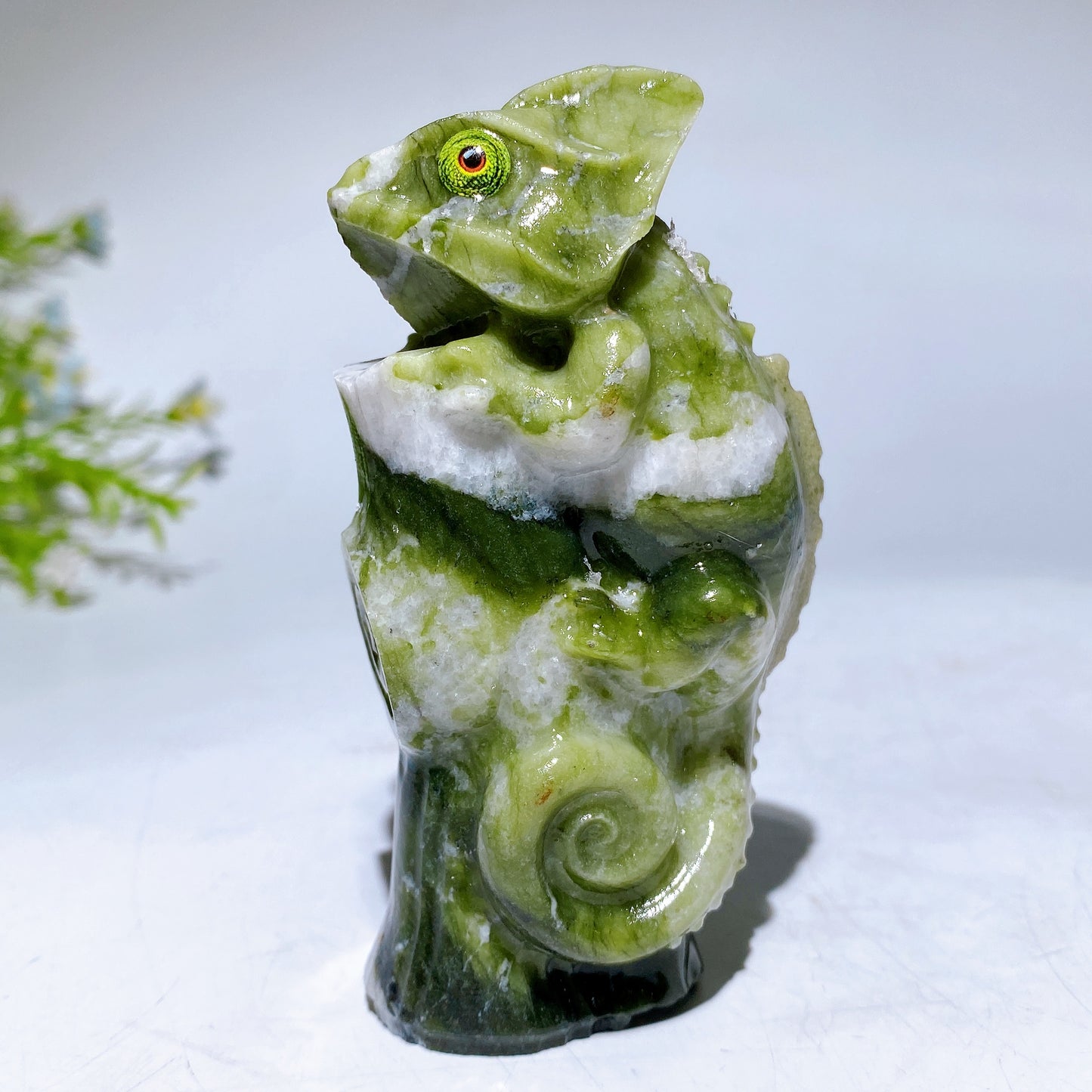 3.9" Natural Jade Chameleon Carving Crystal Healing Bulk Wholesale