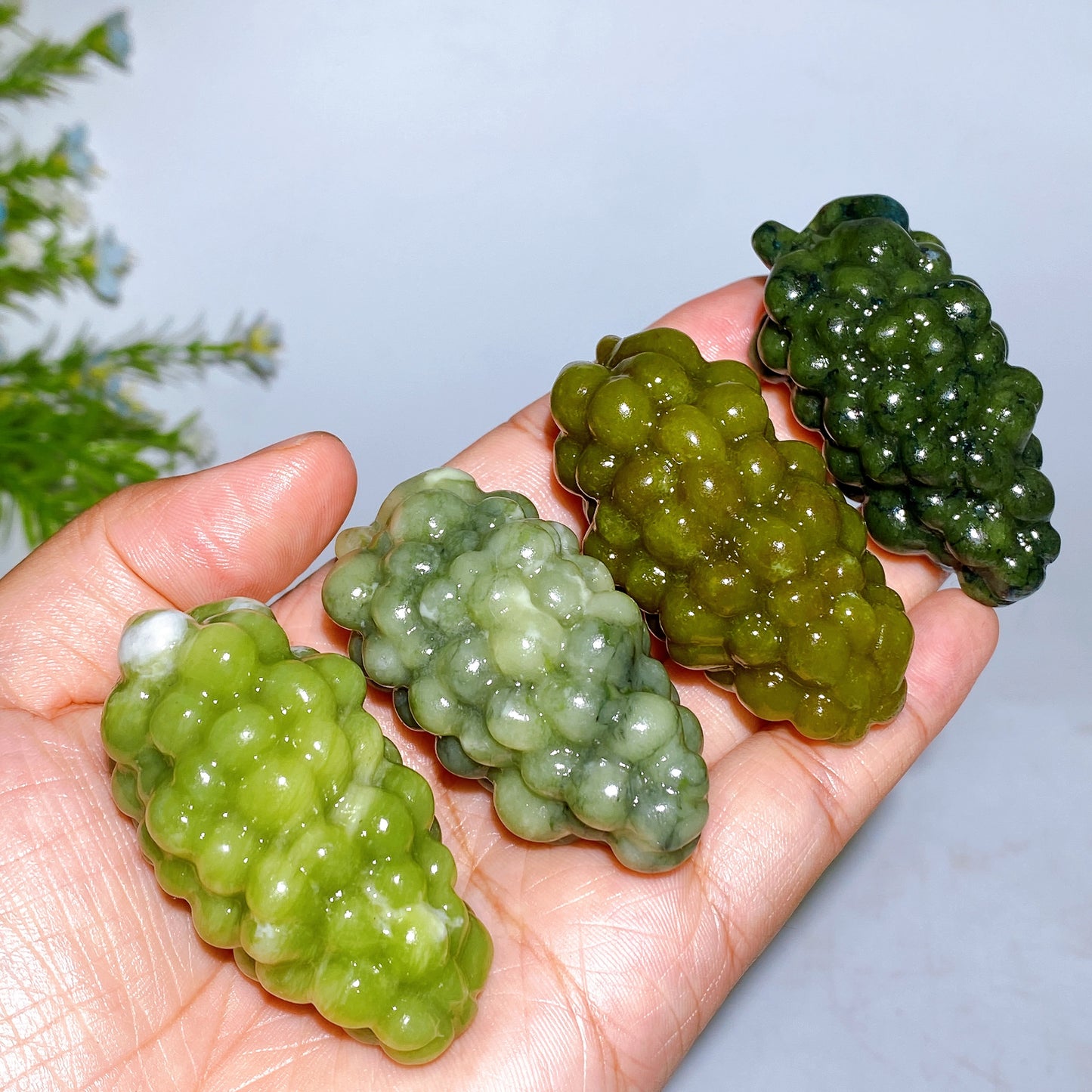 2.4" Natural Crystal Grapes Fruit Carving Crystal Healing Bulk Wholesale