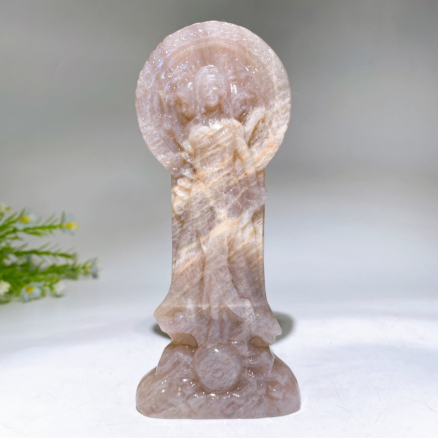 3.1"-5.9" Silver Obsidian Moonstone Hecate Carving Crystal Healing Bulk Wholesale