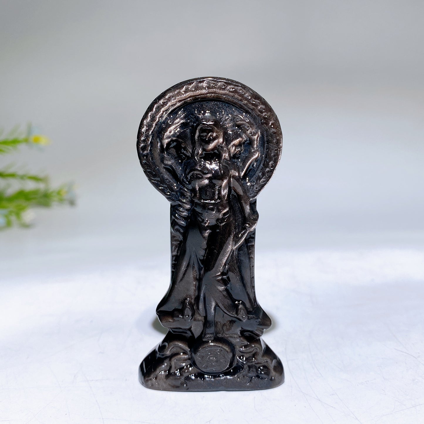 3.1"-5.9" Silver Obsidian Moonstone Hecate Carving Crystal Healing Bulk Wholesale