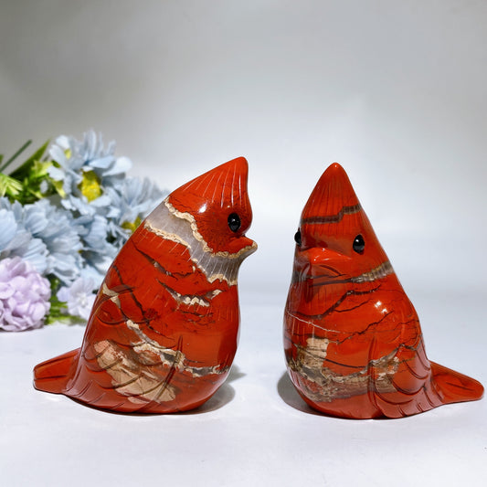 3.2" Red Jasper Cardinal Carving Crystal Healing Bulk Wholesale