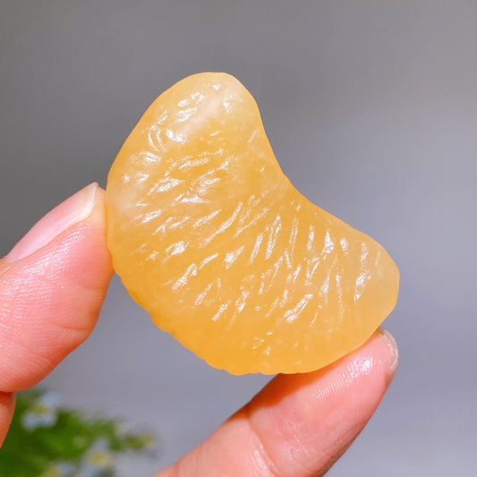 1.8" Orange Calcite Orange Segnment Fruit Carving Crystal Healing Bulk Wholesale