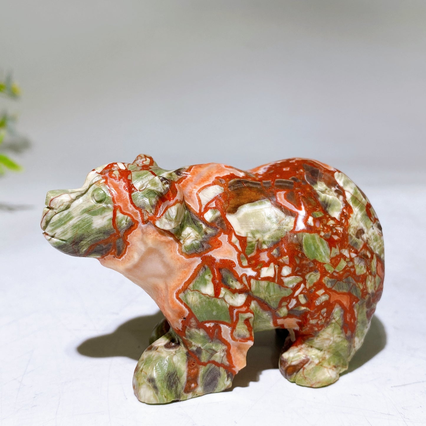 3.1" Natural Money Agate Polar Bear Carving Crystal Healing Bulk Wholesale
