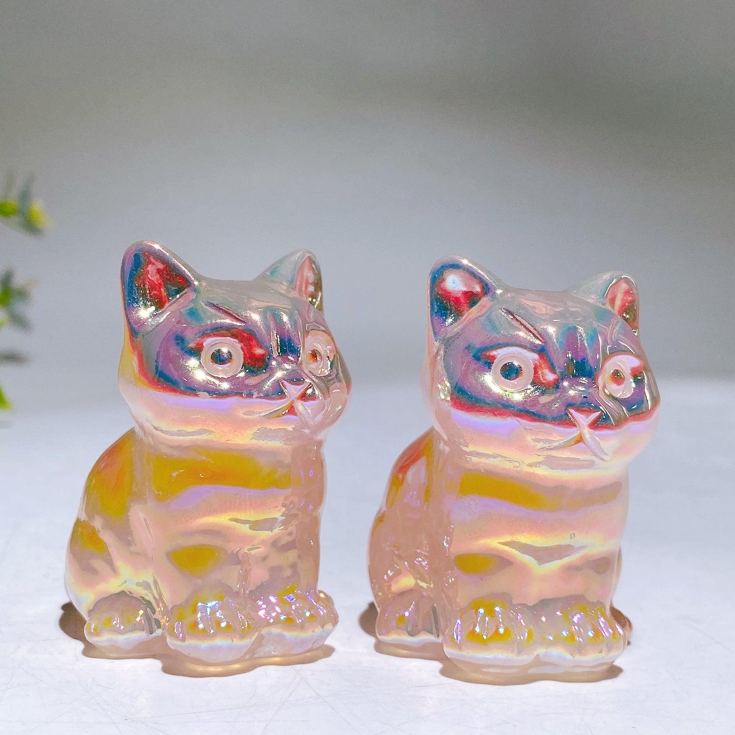 1.9" Aura Crystal Cat Carving Crystal Healing Bulk Wholesale