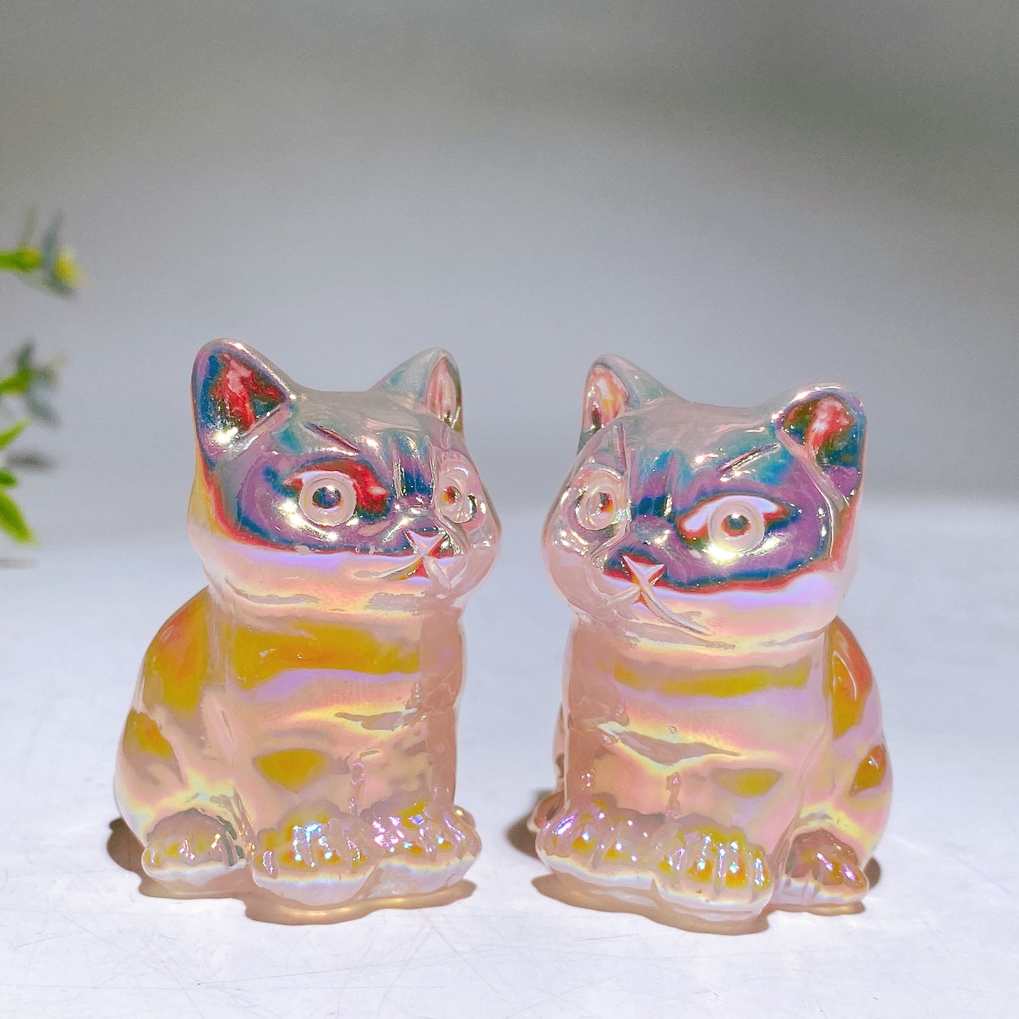 1.9" Aura Crystal Cat Carving Crystal Healing Bulk Wholesale