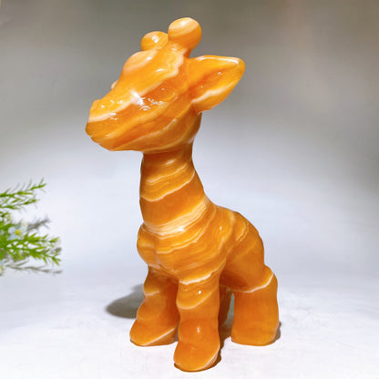 20cm Hand Carved Orange Calcite Serpentine Giraffe Crystal Healing Bulk Wholesale