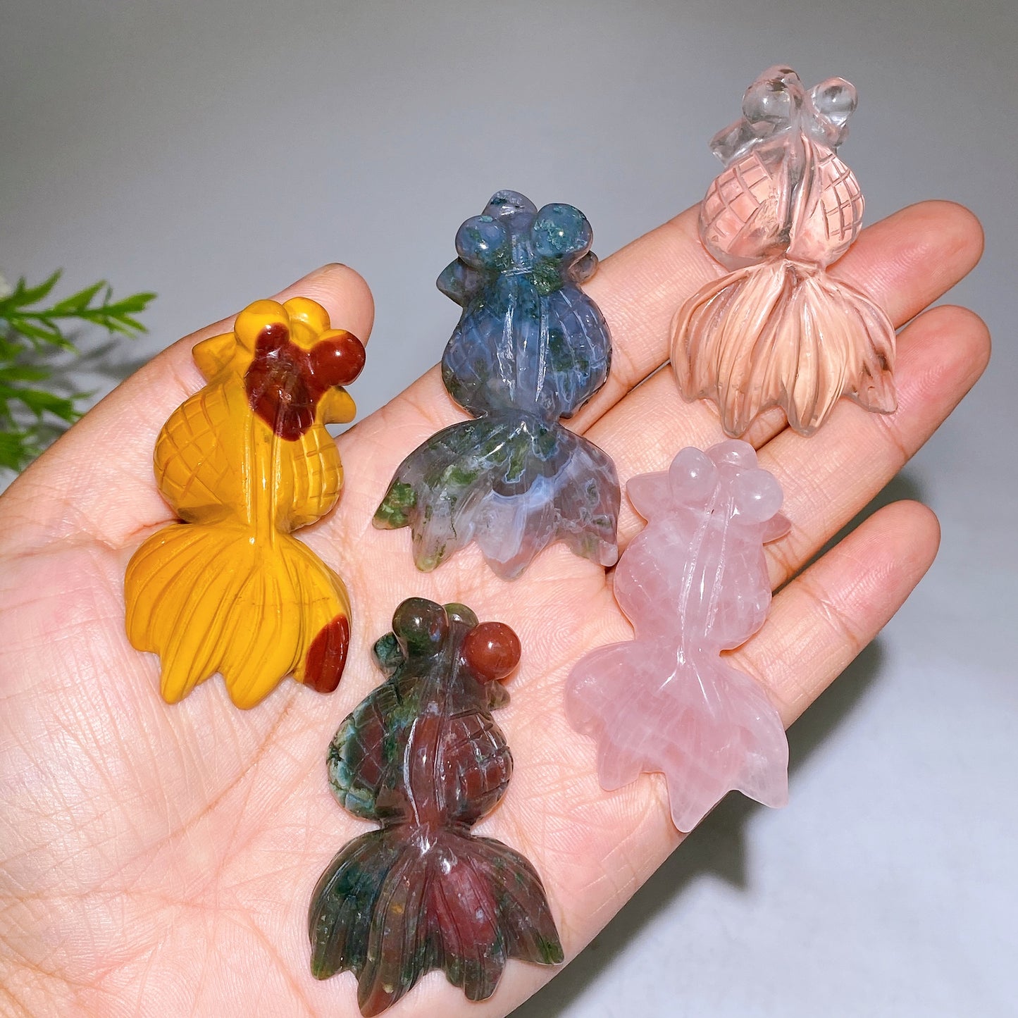 2.1" Natural Gemstone Golden Fish Carving Crystal Healing Bulk Wholesale