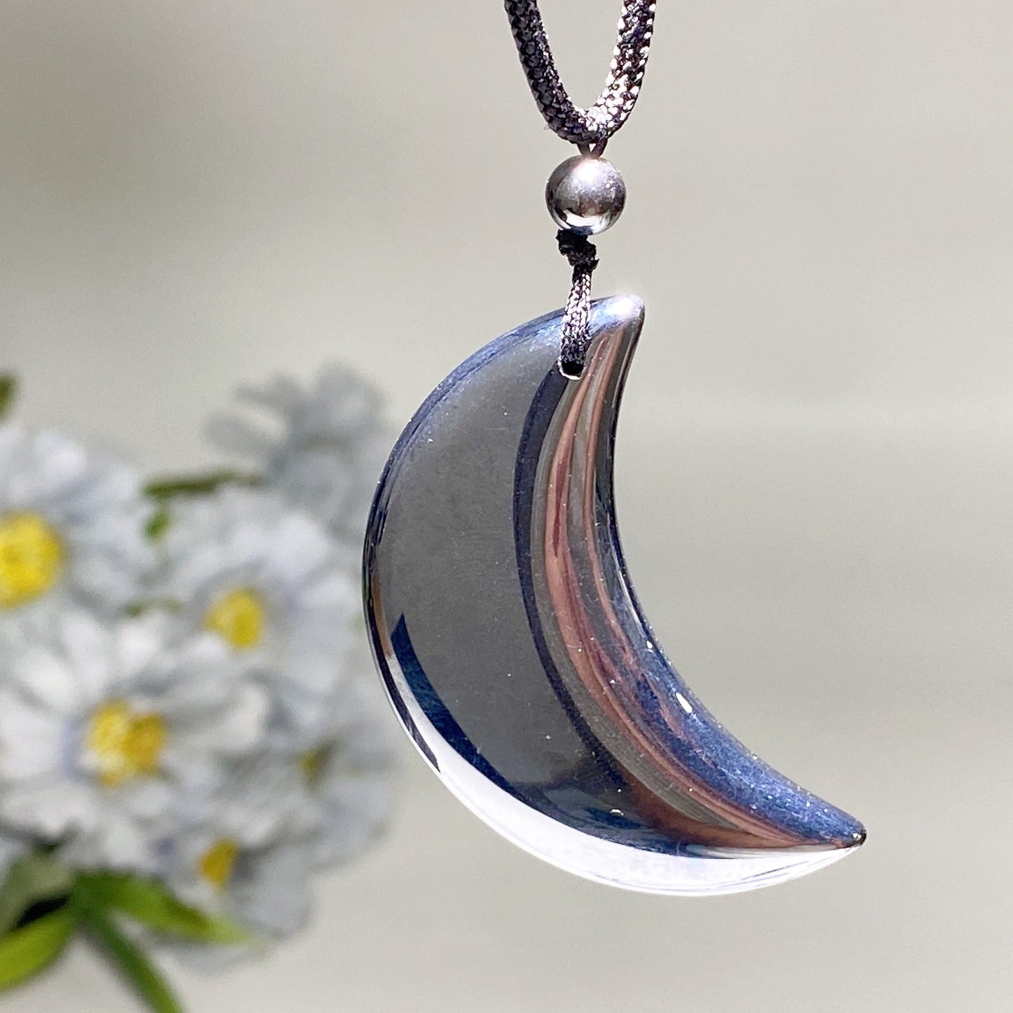 45mm Terahertz Moon Necklace Crystal Healing Bulk Wholesale