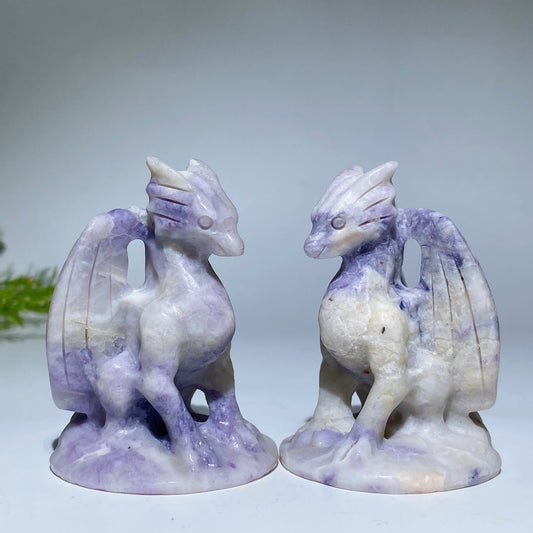 2.7" Lavender Jasper Dragon Carving Crystal Healing Bulk Wholesale