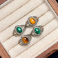 925 Silver Malachite Yellow Tiger's Eye Ring Crystal healing Bulk Wholesale