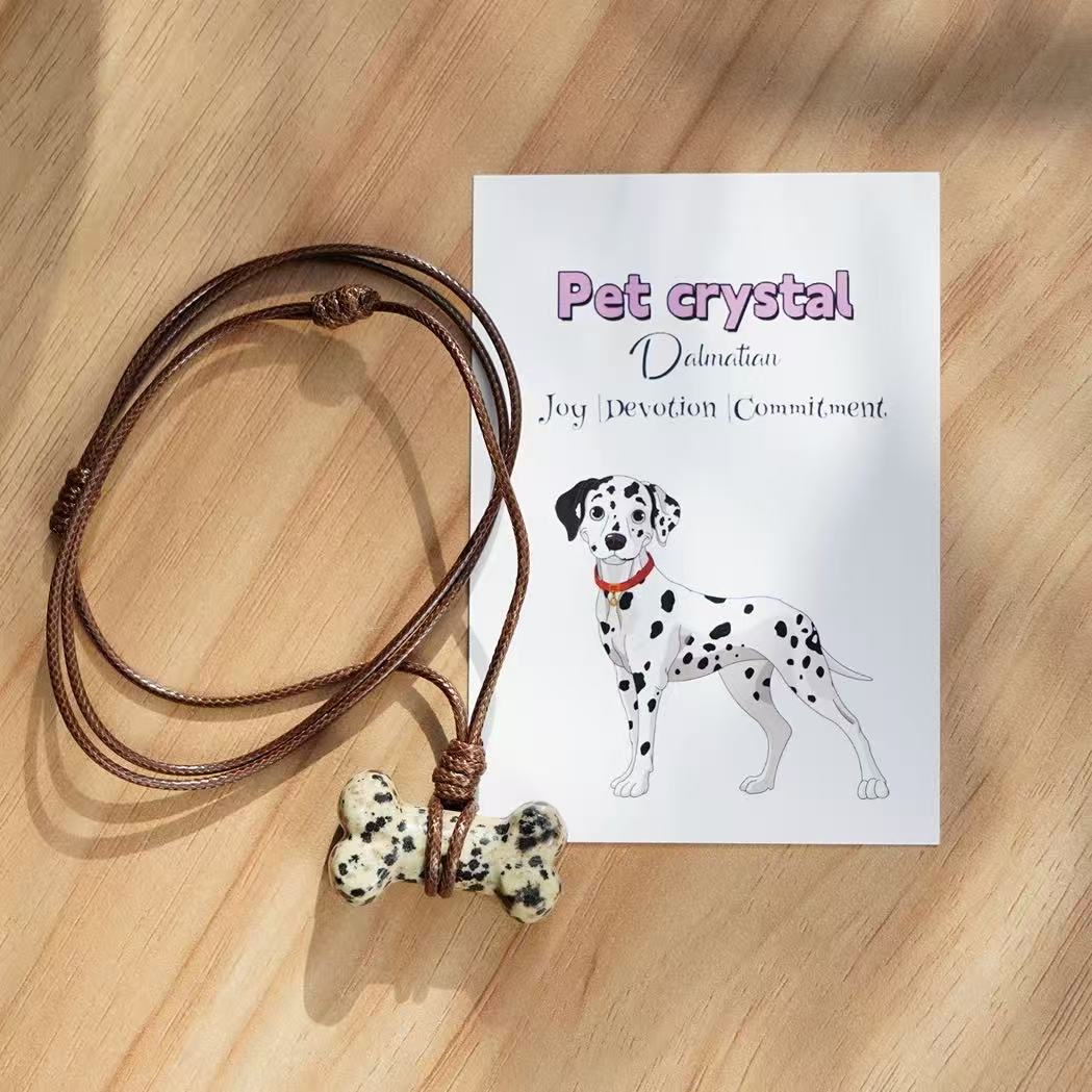 Pet Natural Crystal Bone Necklace Gift Box – Wear the Bond with Your Furry Friend