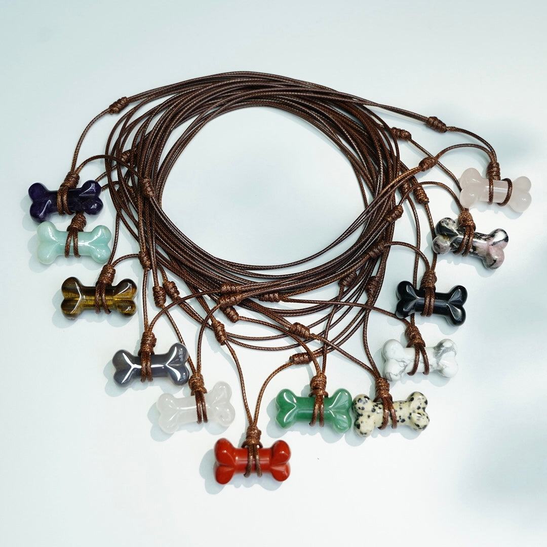 Pet Natural Crystal Bone Necklace Gift Box – Wear the Bond with Your Furry Friend