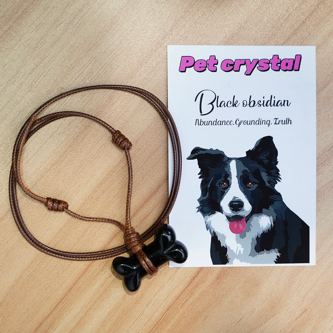 Pet Natural Crystal Bone Necklace Gift Box – Wear the Bond with Your Furry Friend