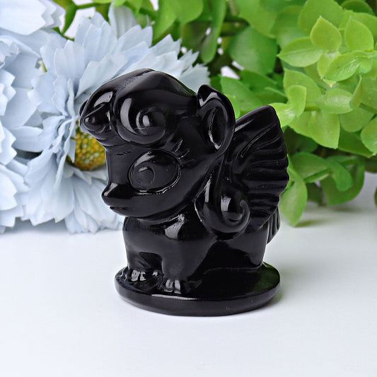 2.3" Black Obsidian Pinkie Pie Crystal Carvings Animal Bulk Best Crystal Wholesalers