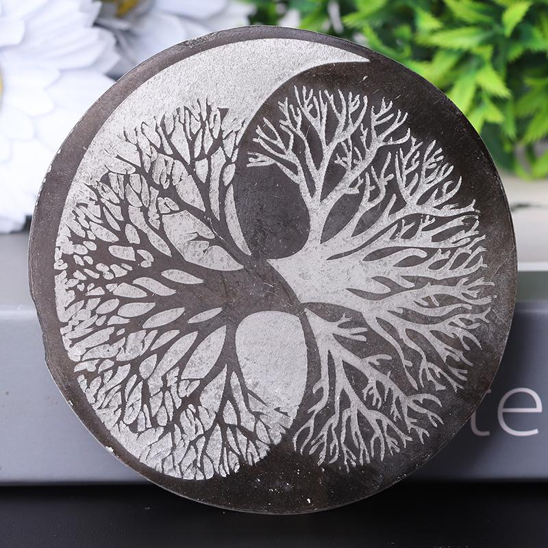 4" Selenite Plate with Print Bulk Best Crystal Wholesalers