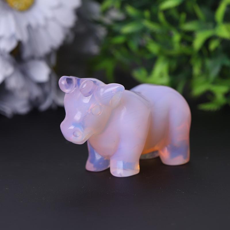 3" Pink Opalite Cow Hand Carving Healing Crystal Carving Animal Bulk Best Crystal Wholesalers