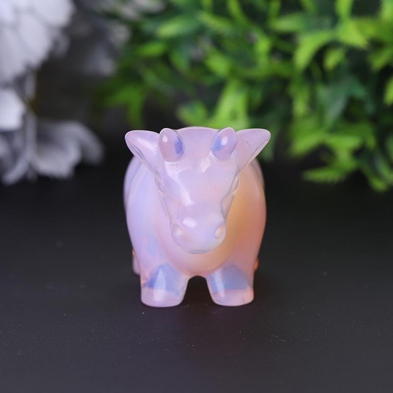 3" Pink Opalite Cow Hand Carving Healing Crystal Carving Animal Bulk Best Crystal Wholesalers
