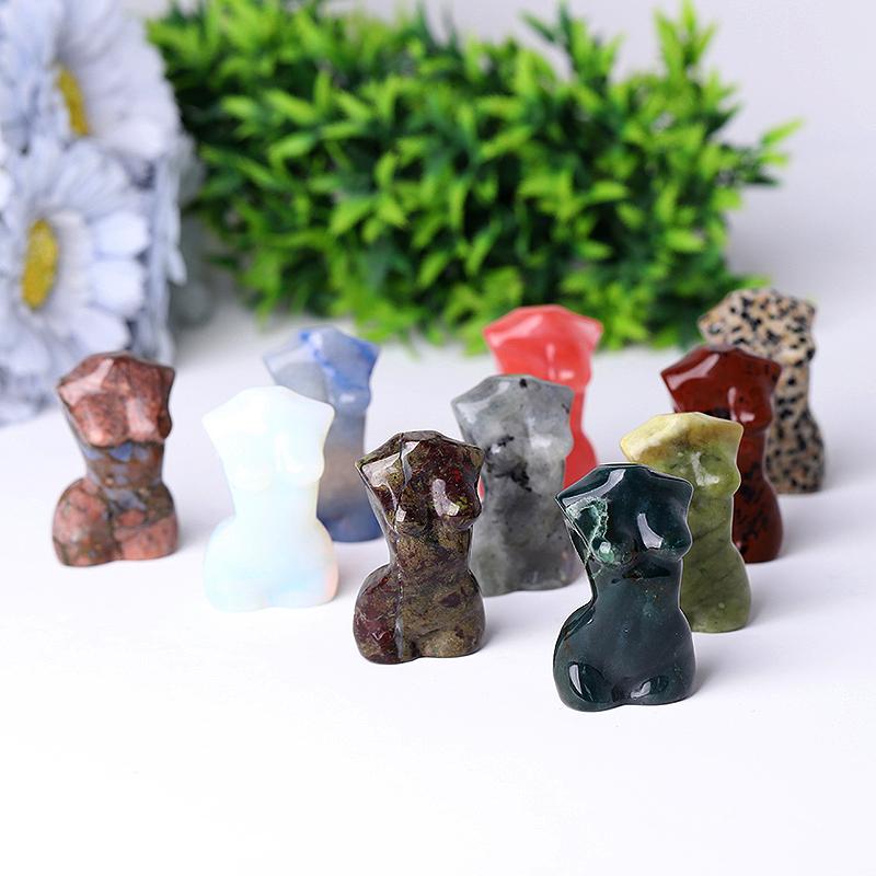 2“ Wholesale Crystal Tiny Crystal Torso Statue Carved Goddess Model