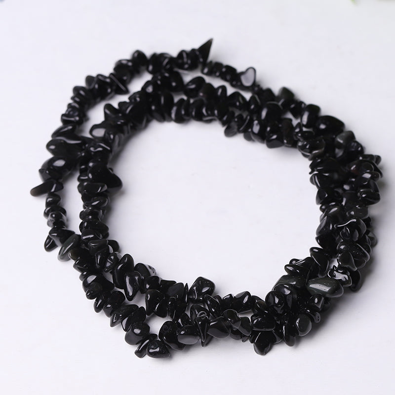Black Obsidian Bracelet Beads Bulk