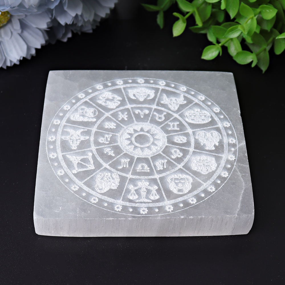 3.8" Square Selenite Coaster with Printing Best Crystal Wholesalers