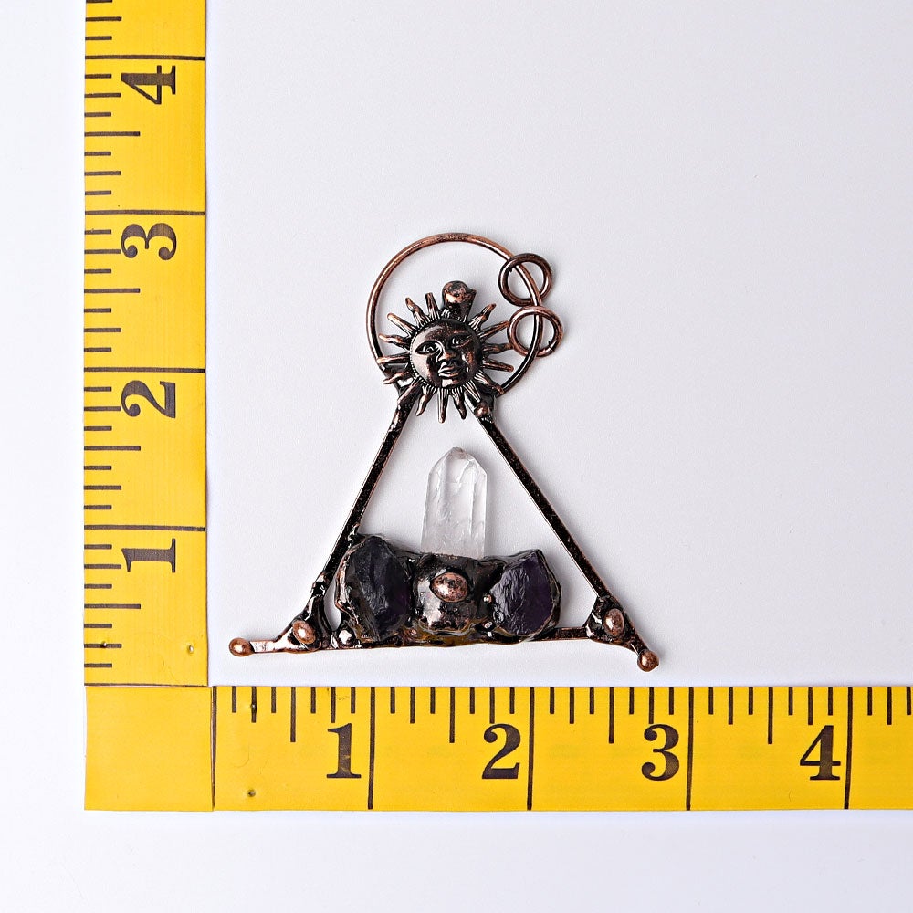 2.8" Clear Quartz Amethyst Sun Vintage Pendant Best Crystal Wholesalers