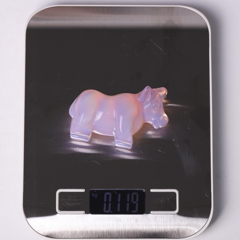 3" Pink Opalite Cow Hand Carving Healing Crystal Carving Animal Bulk Best Crystal Wholesalers