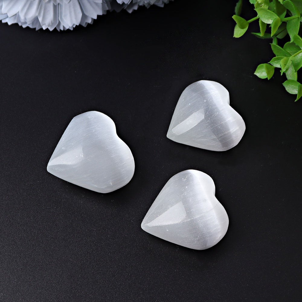 1.7"-2.8" Selenite Heart Crystal Carvings Best Crystal Wholesalers