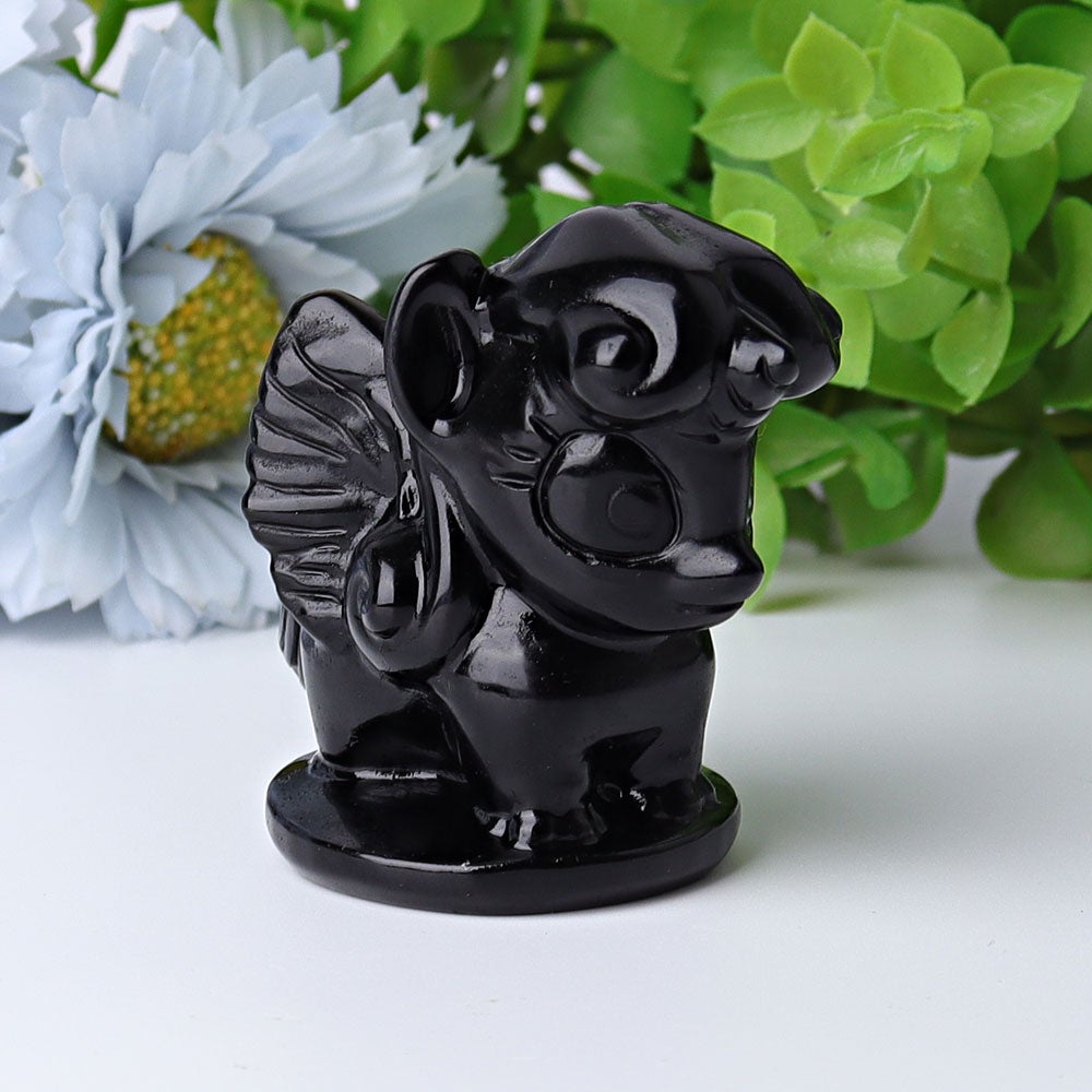 2.3" Black Obsidian Pinkie Pie Crystal Carvings Animal Bulk Best Crystal Wholesalers