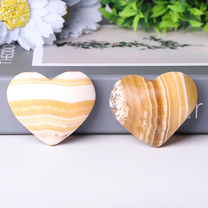 2" Yellow Calcite Heart Shape Crystal Carvings Best Crystal Wholesalers