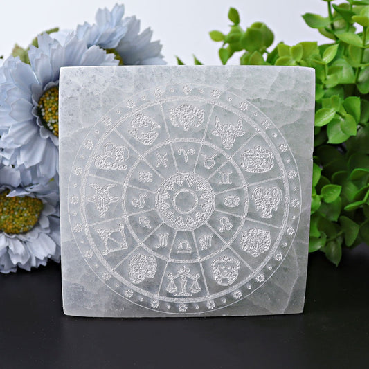 3.8" Square Selenite Coaster with Printing Best Crystal Wholesalers