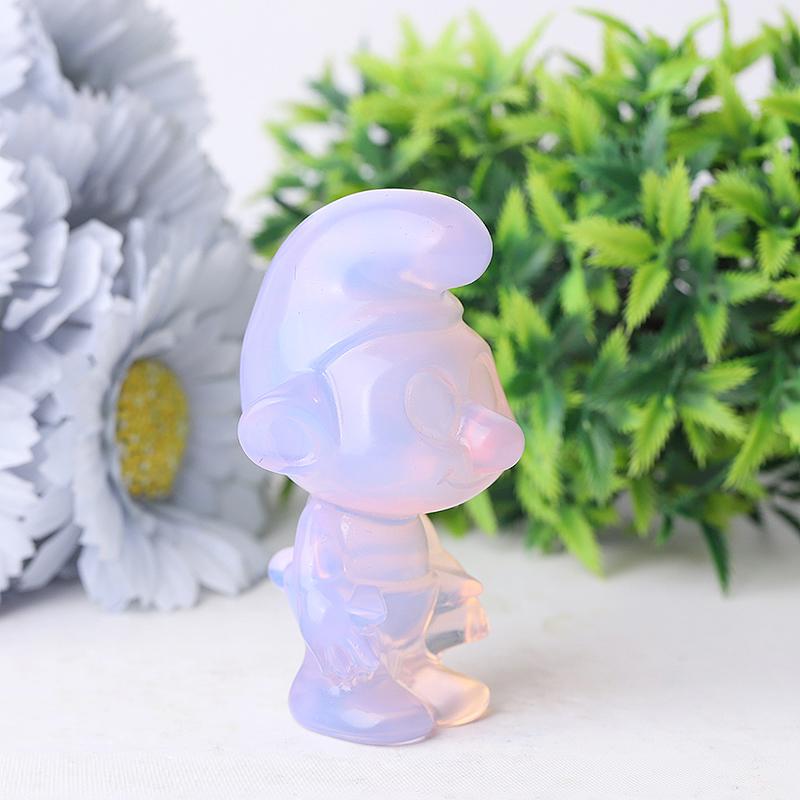 3.18" Pink Opalite Smurfs Crystal Carvings Cartoon Bulk Best Crystal Wholesalers