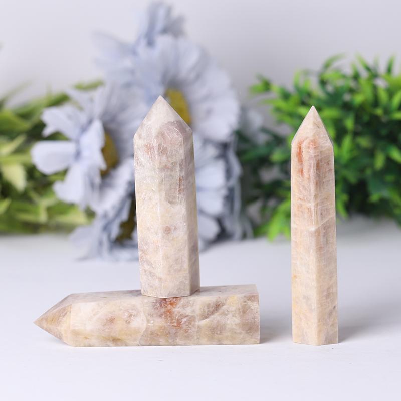Natural Flasing Peach Moonstone Towers Points Bulk Best Crystal Wholesalers