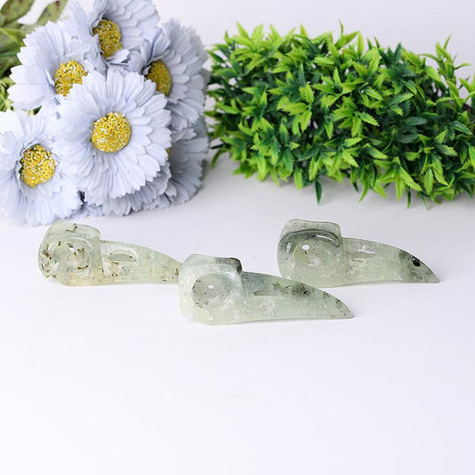 3.5" Natural Prehnite Crow Skull Head Healing Carving Epidote Animal BulkBest Crystal Wholesalers