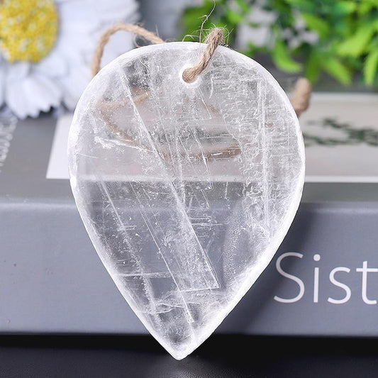 3.3" Clear Selenite Drop Shape with Hanging Rope Bulk Best Crystal Wholesalers