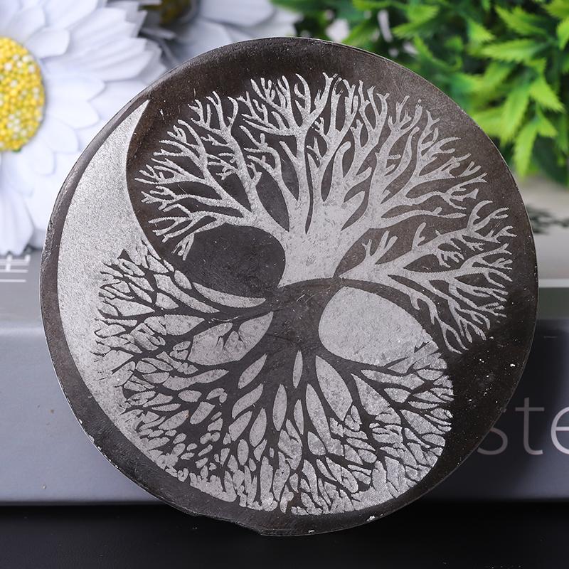 4" Selenite Plate with Print Bulk Best Crystal Wholesalers