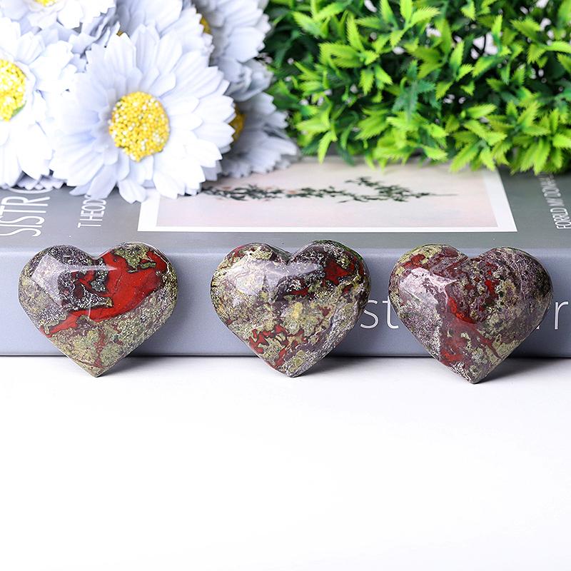 2.0-2.5"Dragon Blood Stone Heart Shape Crystal Carvings Best Crystal Wholesalers