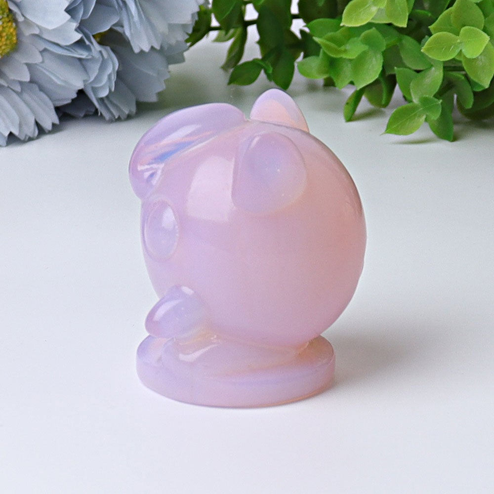 2.2" Pink Opalite Jiggly Puff Crystal Carvings Cartoon Bulk Best Crystal Wholesalers