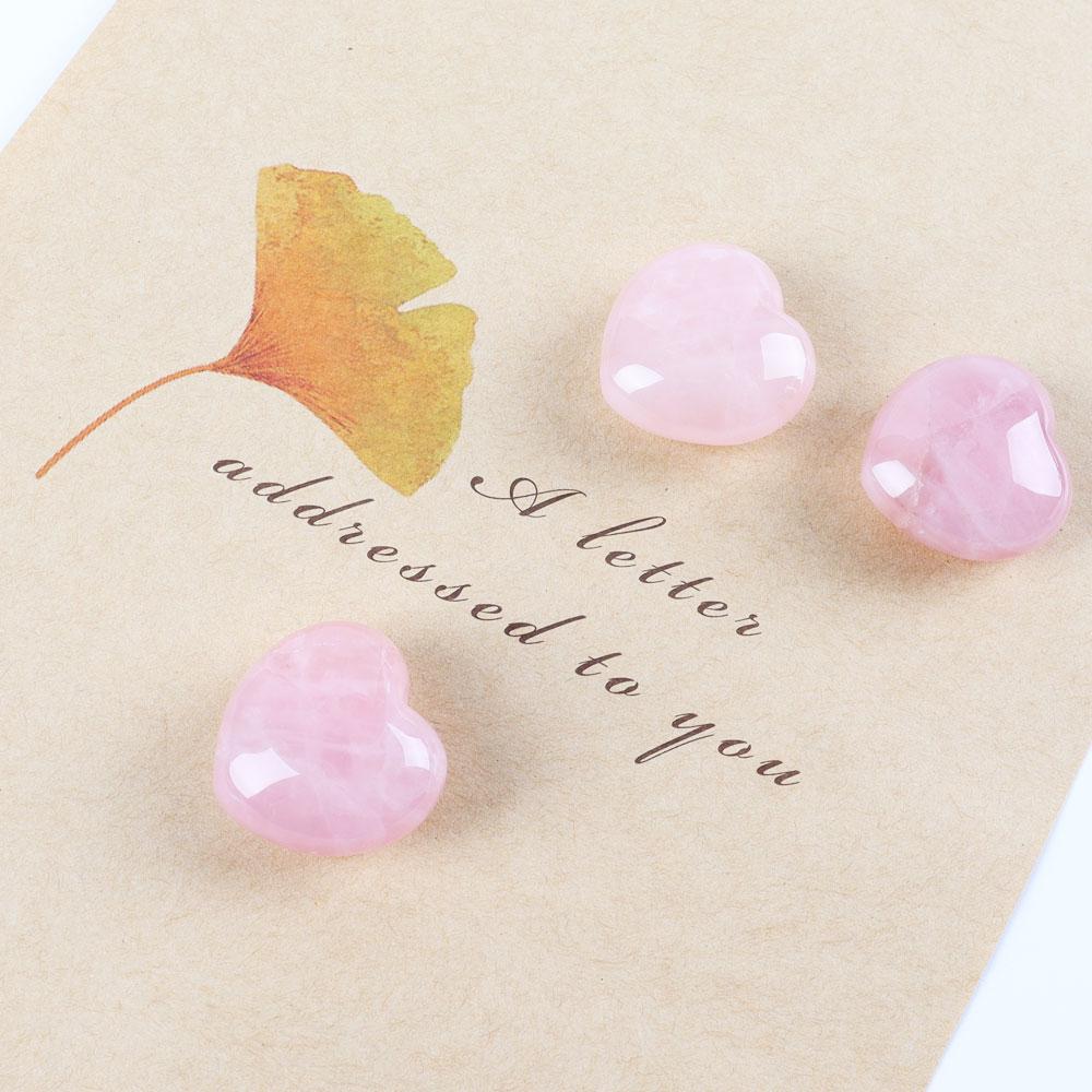3cm Rose Quartz Heart Shape Crystal Carvings Palm Stone Best Crystal Wholesalers