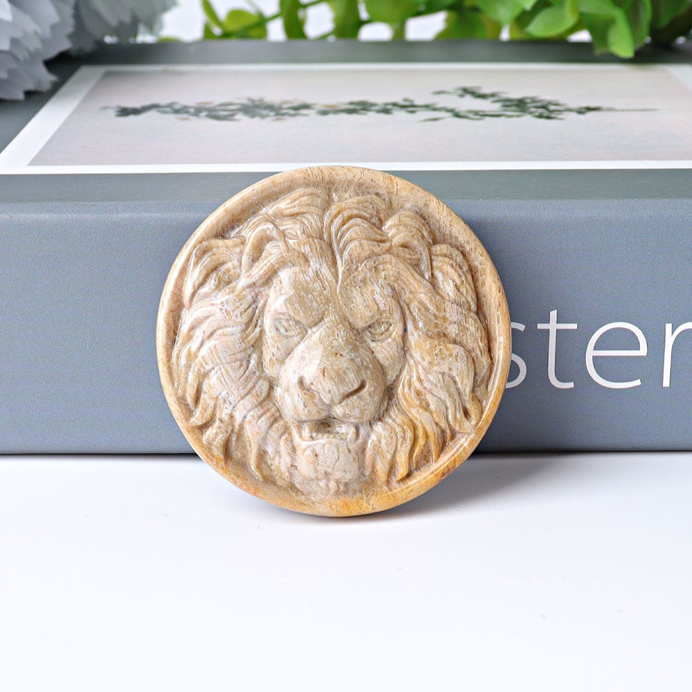 2" Round Lion Totem Crystal Carvings Animal Bulk Best Crystal Wholesalers